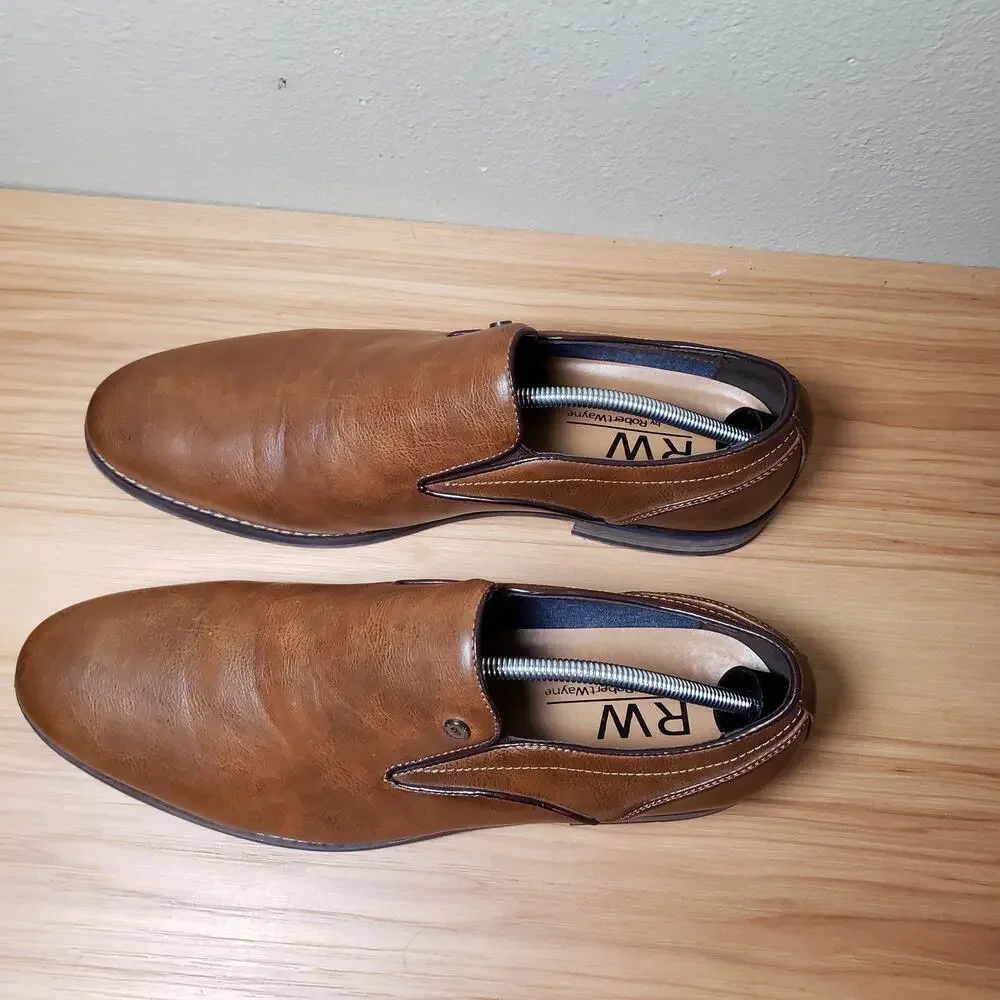 Robert Wayne Men's 12 Seger Leather Loafers Brown Classic Office Casual Everyday